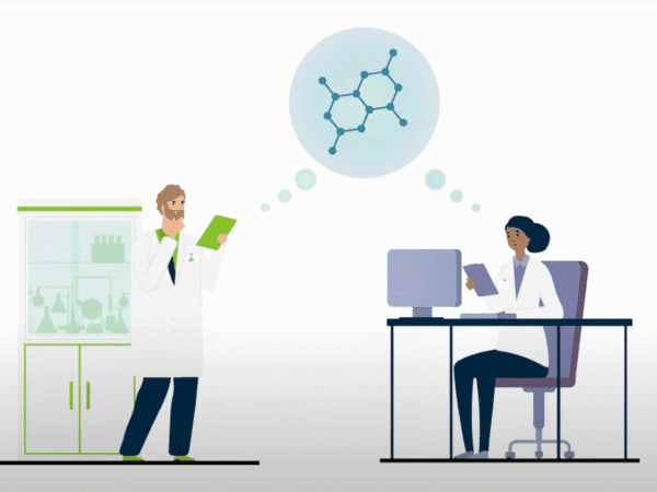Image taken from an overview of Sterling CDMO animation showing scientists at work