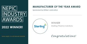 Sterling Pharma Solutions, Manufacturer of the Year Award certificate