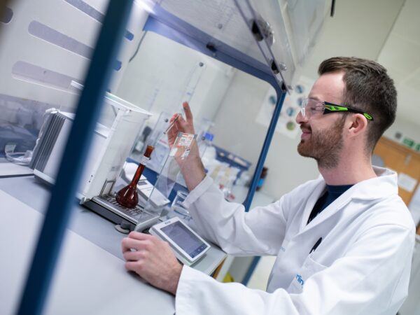 Scientist in the labs at Sterling Pharma Solutions
